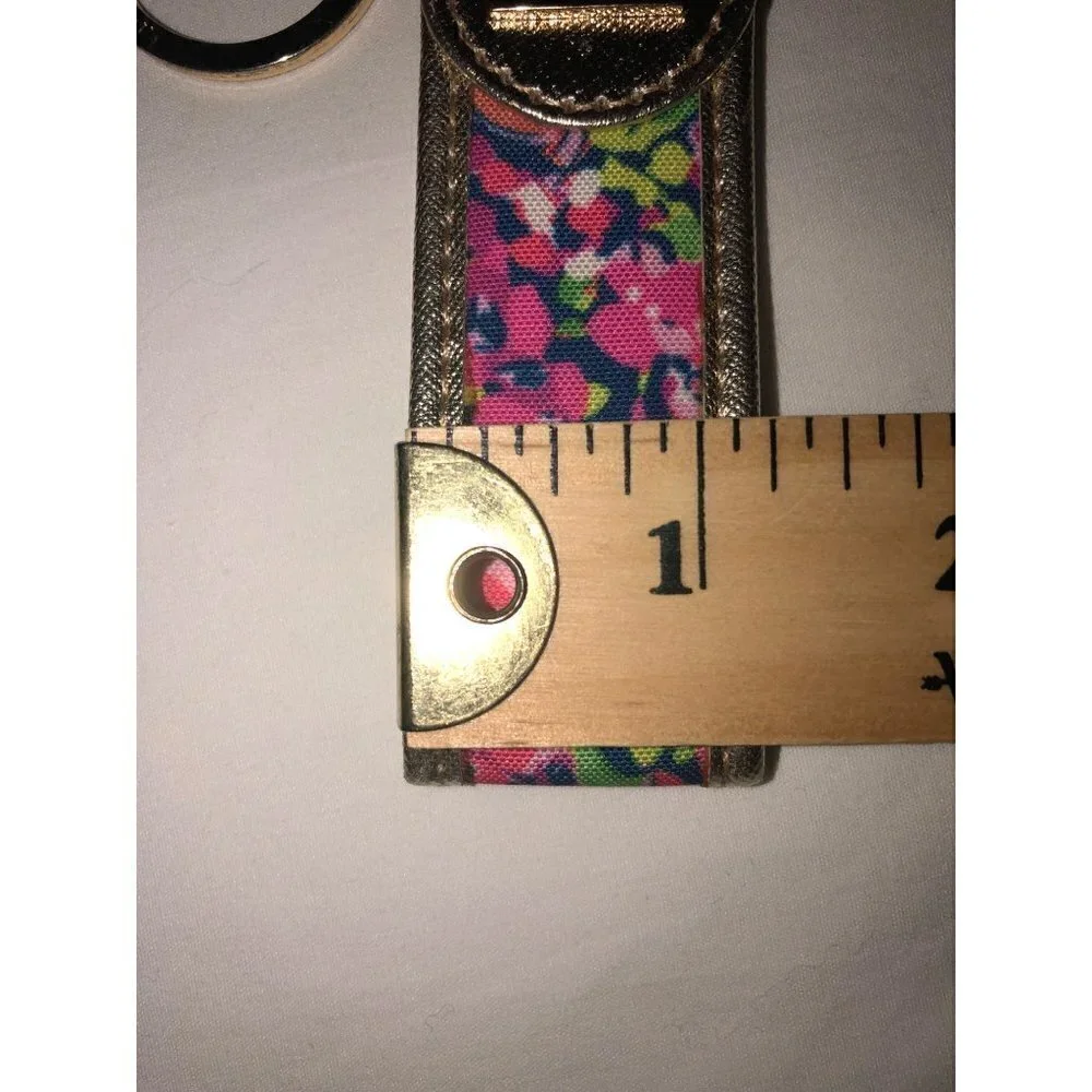 Lilly Pulitzer Wild Confetti Key Fob Ring Gold Pink Multi Color Metallic